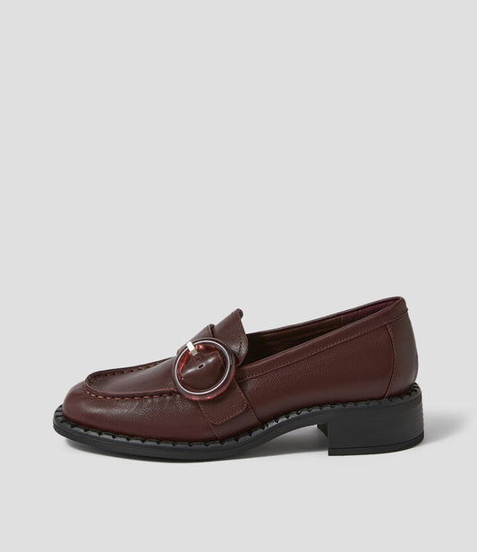 Image of Flats. Productname: Boam Deep Burgundy Leather Loafers in Deep Burgundy colour by brand - MOLLINI