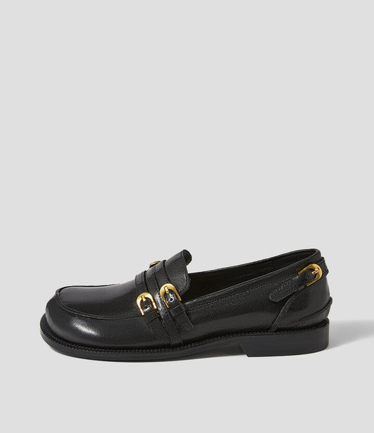 Image of Flats. Productname: Rikal Black Leather Loafers in Black colour by brand - MOLLINI