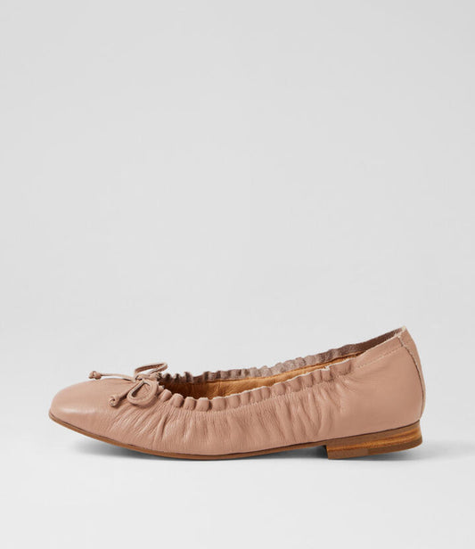 Image of Shoes. Productname: Penza Warm Rose Leather Ballet Flats in Warm Rose colour by brand - MIDAS
