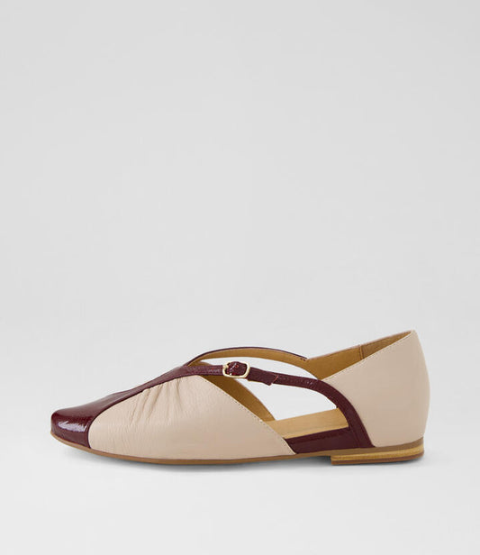Image of Shoes. Productname: Simbal Wine Nude Patent Leather Flat Shoes in Wine-Nude colour by brand - MIDAS