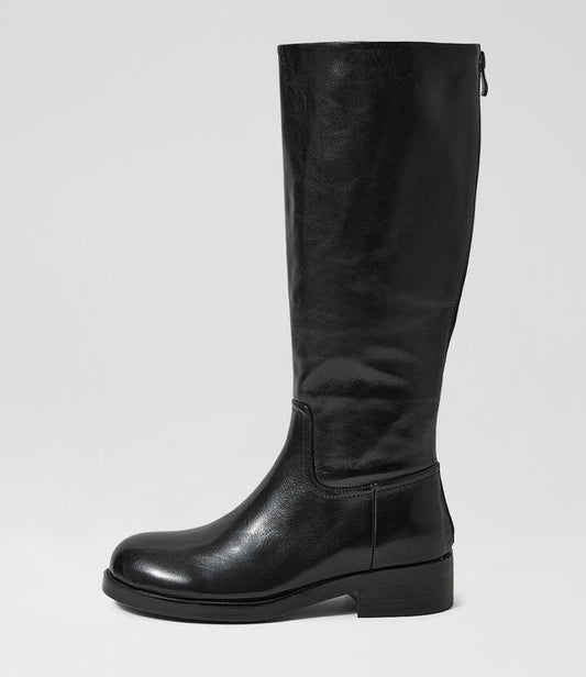 Image of Boots. Productname: Celeo Black Leather Knee High Boots in Black colour by brand - MOLLINI