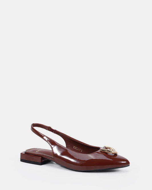 Image of Flats. Productname: Chilly Plum Patent Vegan Flats in Plum Patent colour by brand - Novo