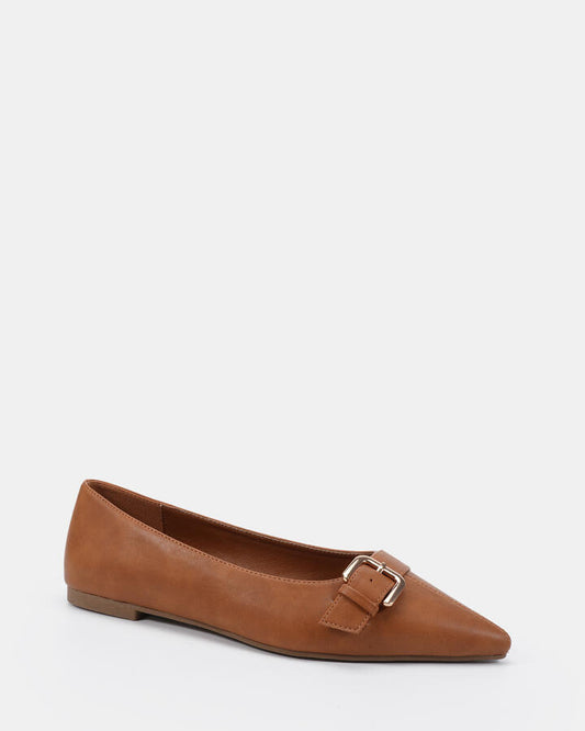 Image of Flats. Productname: Catty: Pecan - Women's Casual Flat Closed in Pecan colour by brand - Novo