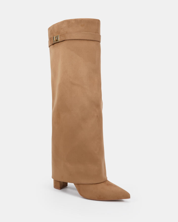 Image of Boots. Productname: Osher: Biscoff Suede - Women's Boot High Heel in Biscoff Suede colour by brand - Novo