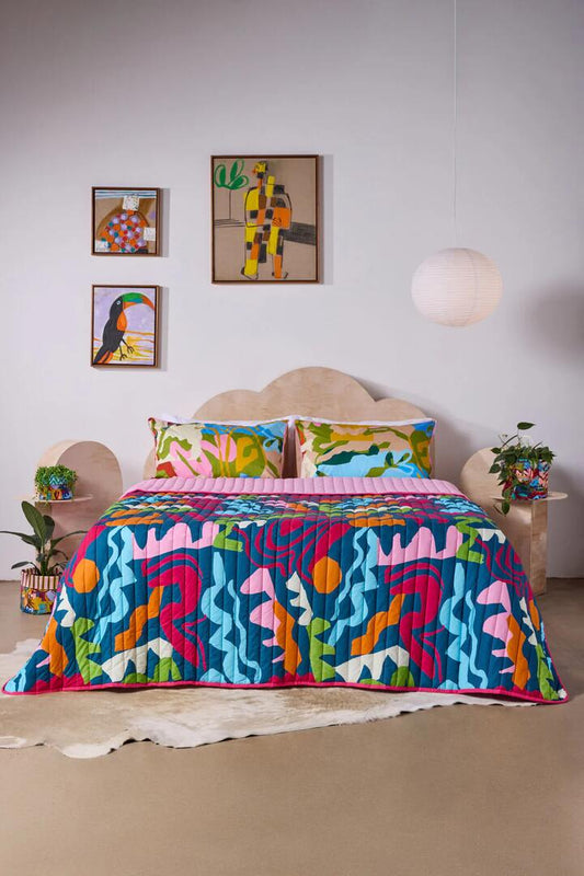 Image of Others. Productname: Fluid Rhythm Quilted Coverlet in Print colour by brand - Gorman