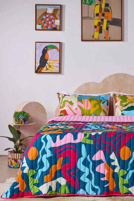 Image of Others. Productname: Fluid Rhythm Quilted Coverlet KB in Print colour by brand - Gorman