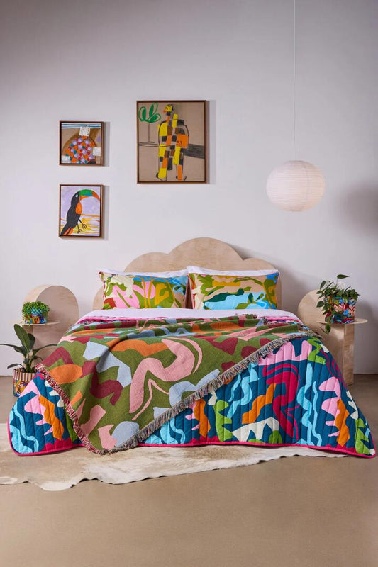 Image of Blankets. Productname: Khaki Tango Jacquard Throw in Multi colour by brand - Gorman