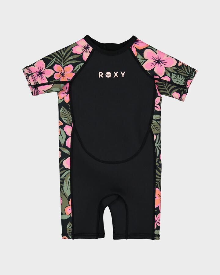 Image of a model wearing Tops. Productname: Roxy Girls 2-4 1.5Mm Swell Natural Springsuit Electric Pink - in Electric Pink colour by brand - Roxy