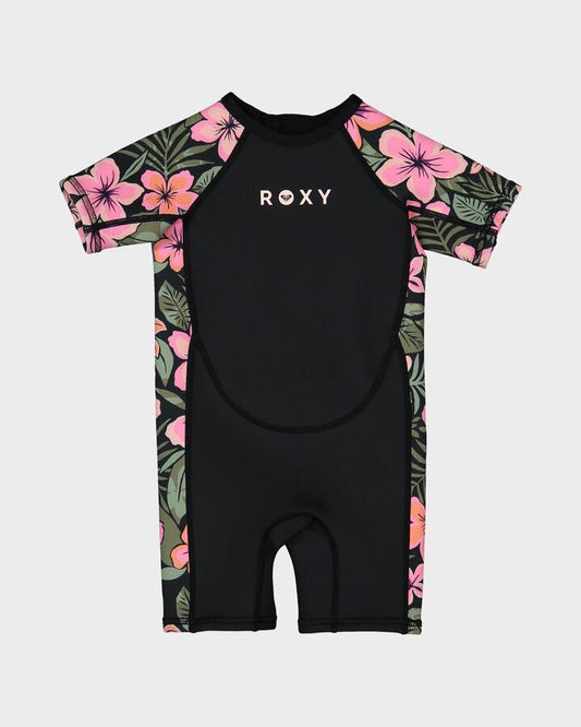 Image of a model wearing Tops. Productname: Roxy Girls 2-4 1.5Mm Swell Natural Springsuit Electric Pink - in Electric Pink colour by brand - Roxy