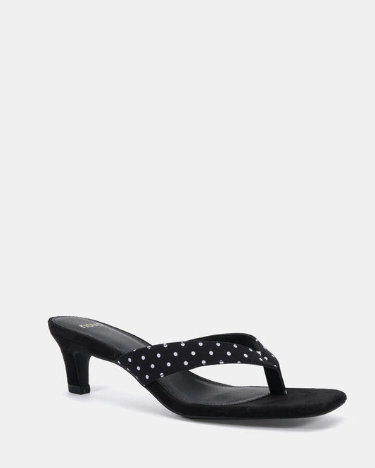 Image of Heels. Productname: Valence: Polka Dot - Women's Strappy - Low Heel in Polka Dot colour by brand - Novo