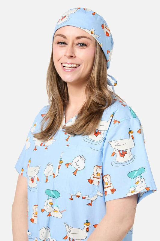 Image of Hats. Productname: Puddle Duck Scrub Hat in Blue colour by brand - Scrubs With Love