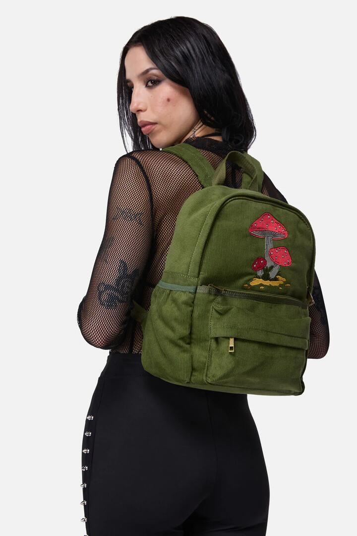 Image of Bags. Productname: Toadstool Corduroy Backpack in Olive colour by brand - Dangerfield