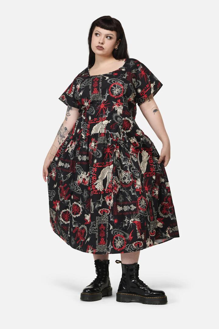 Image of Dresses. Productname: Curve Purgatory Goth Midi Dress in Black colour by brand - Black Friday