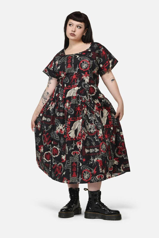 Image of Dresses. Productname: Curve Purgatory Goth Midi Dress in Black colour by brand - Black Friday