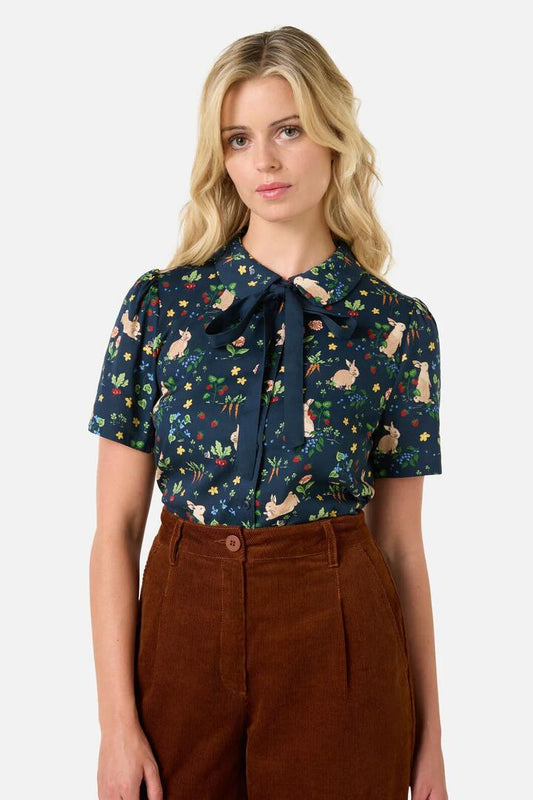 Image of Blouses. Productname: Lola Rabbit Blouse in Navy colour by brand - Princess Highway