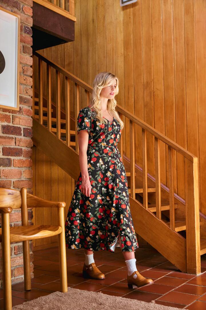Image of Dresses. Productname: Apple Blossom Midi Dress in Navy colour by brand - Princess Highway