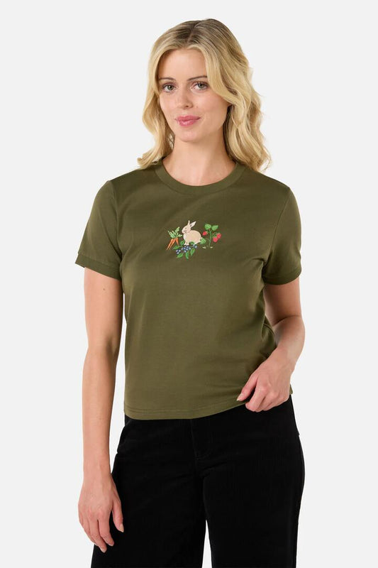 Image of T-Shirts. Productname: Lola Rabbit Printed Tee in Olive Green colour by brand - Princess Highway