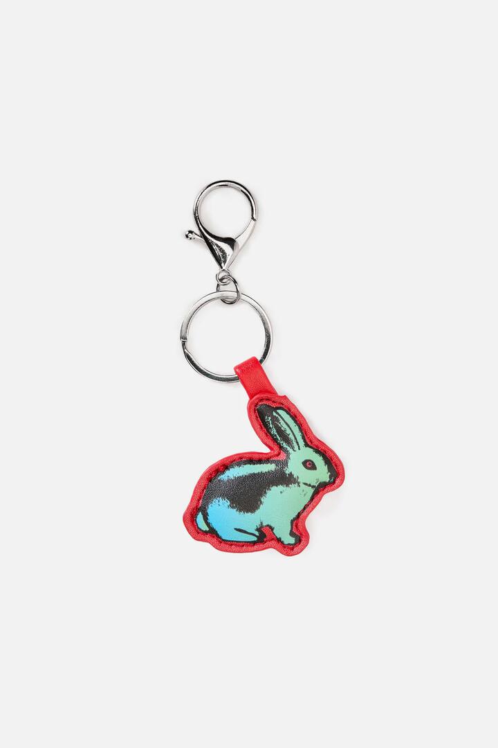 Image of Charms. Productname: Lapin Goth Printed PU Bag Charm in Multi colour by brand - Dangerfield