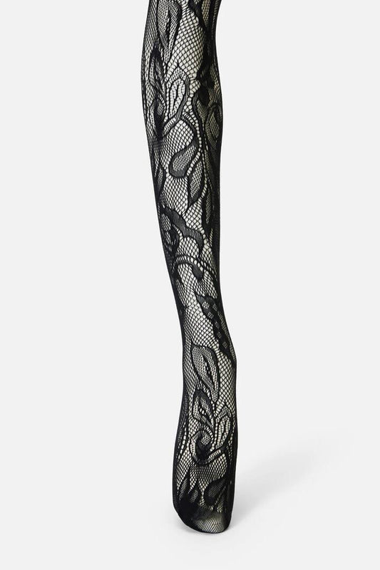 Image of Lingerie. Productname: Black Swirls Fishnet Tights in Black colour by brand - Dangerfield
