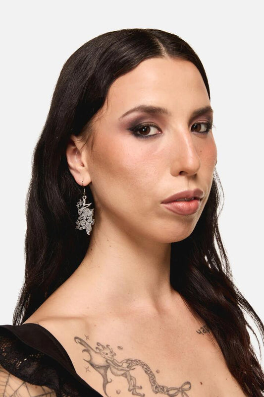 Image of Earrings. Productname: Jackalope Metal Earrings in Silver colour by brand - Dangerfield