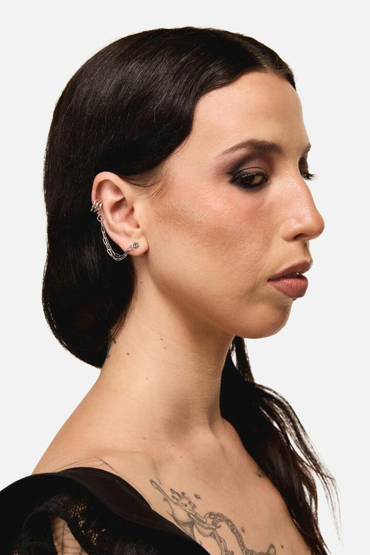 Image of Earrings. Productname: Star Chain Earring & Cuff Set in Silver colour by brand - Dangerfield