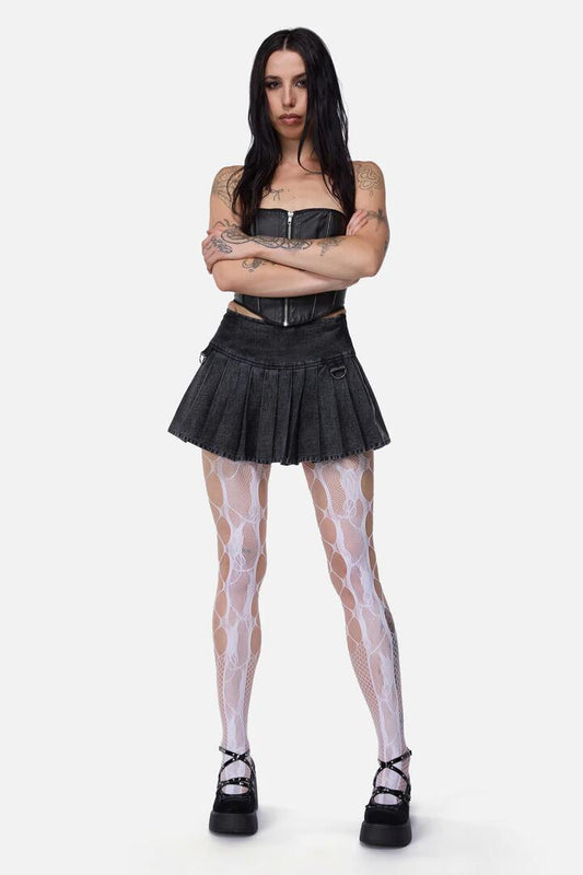 Image of Lingerie. Productname: Cut Out Floral Mesh Tights in White colour by brand - Black Friday