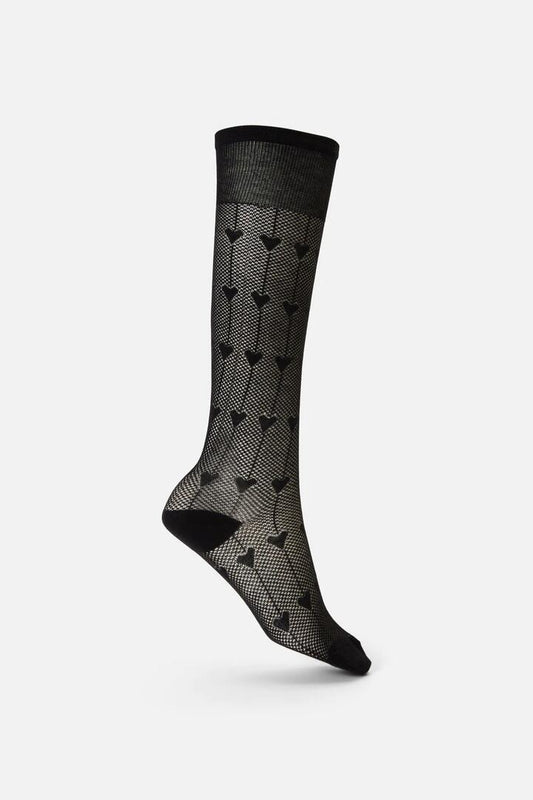 Image of Socks. Productname: Hearts Long Mesh Socks in Black colour by brand - Black Friday