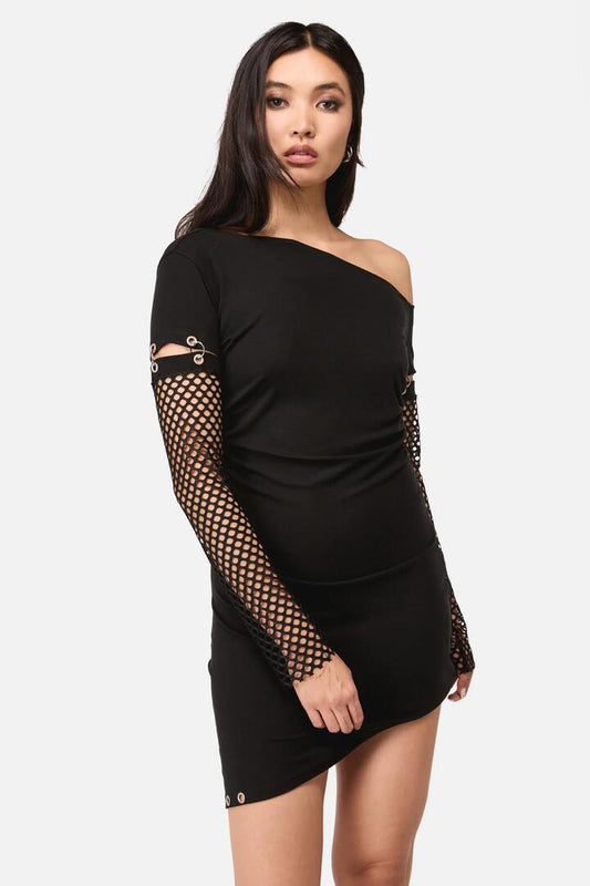 Image of Dresses. Productname: Spiralling Goth Mini Dress in Black colour by brand - Dangerfield