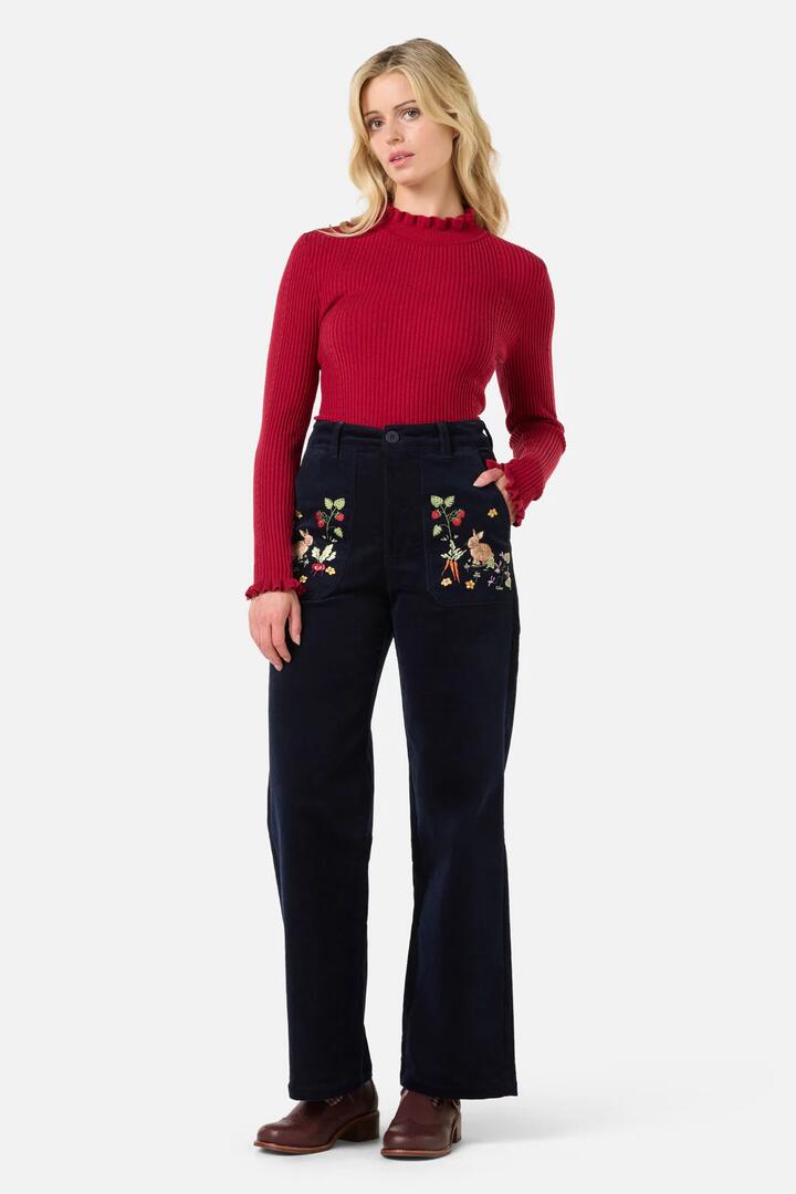 Image of Jeans. Productname: Lola Rabbit Embroidered Jean in Navy colour by brand - Princess Highway