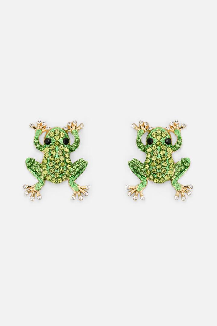 Image of Earrings. Productname: Sparkle Tree Frog Earrings in Green colour by brand - Princess Highway