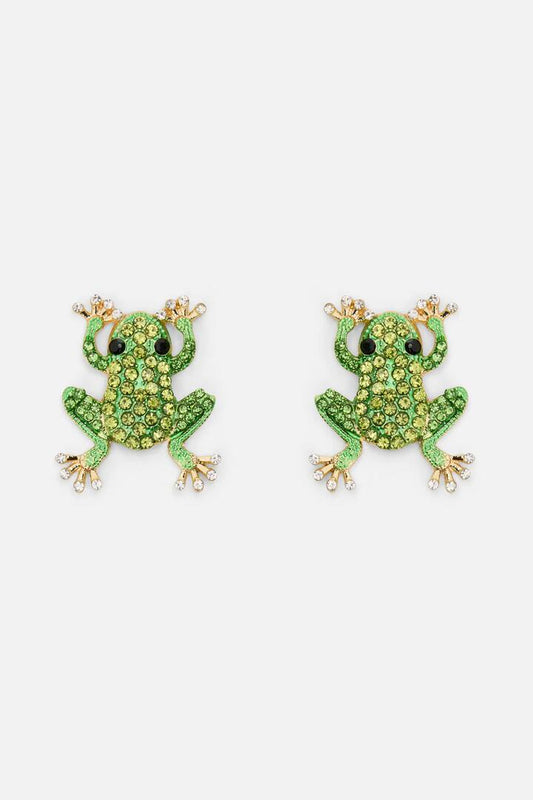 Image of Earrings. Productname: Sparkle Tree Frog Earrings in Green colour by brand - Princess Highway
