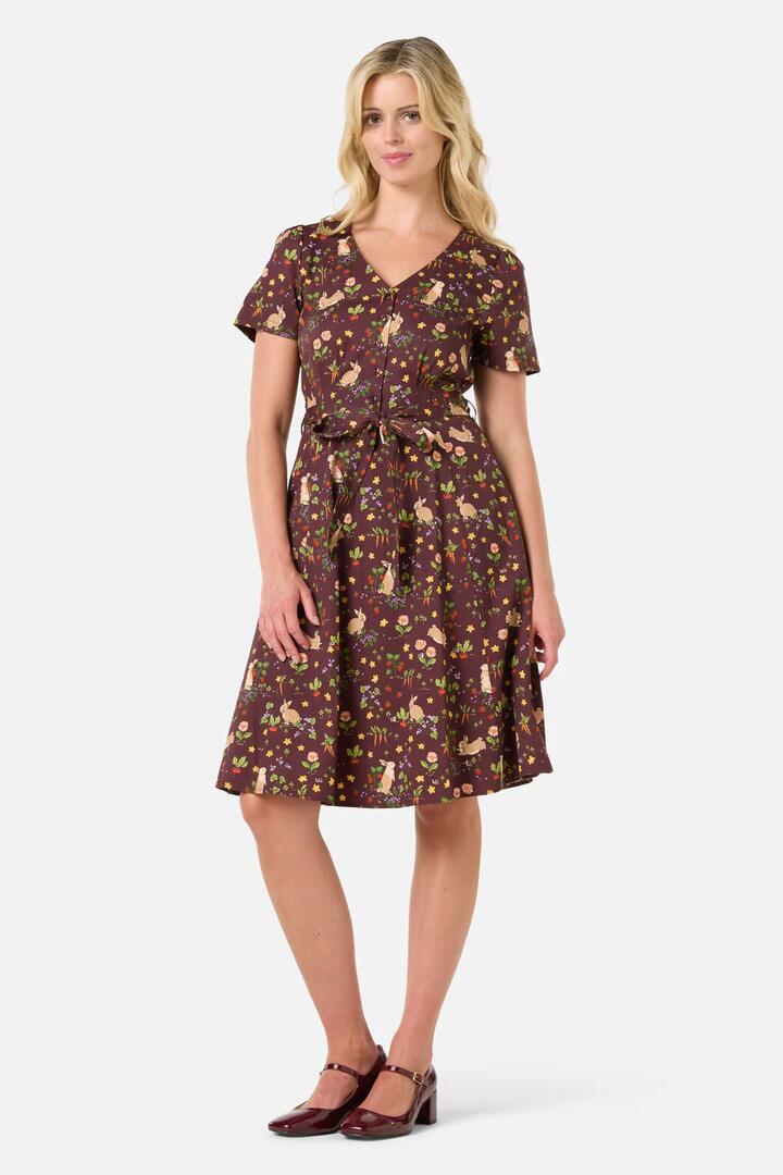 Image of Dresses. Productname: Lola Rabbit Tea Dress in Chocolate colour by brand - Princess Highway