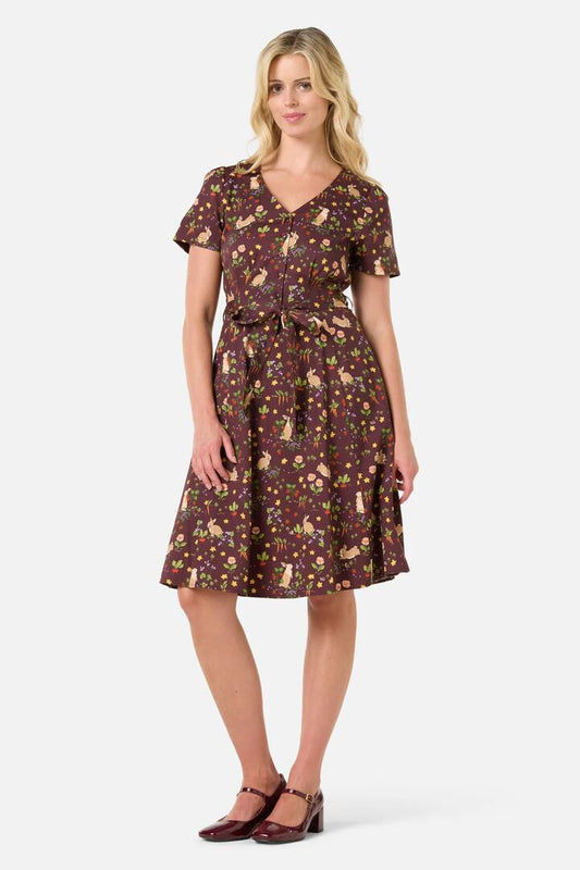 Image of Dresses. Productname: Lola Rabbit Tea Dress in Chocolate colour by brand - Princess Highway