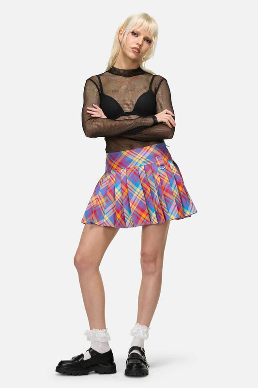 Image of a model wearing Skirts. Productname: Sunshine Tartan Skort in Multi colour by brand - Dangerfield