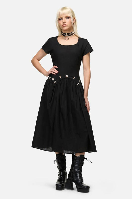 Image of Dresses. Productname: Mischief Goth Eyelet Dress in Black colour by brand - Dangerfield