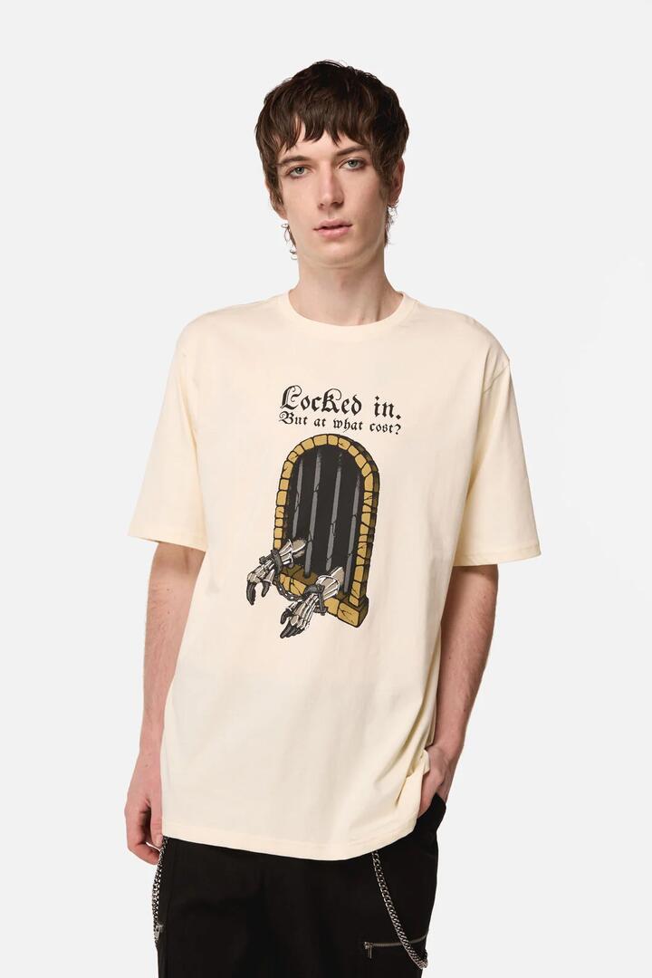 Image of T-Shirts. Productname: Locked In Tee in Cream colour by brand - Black Friday