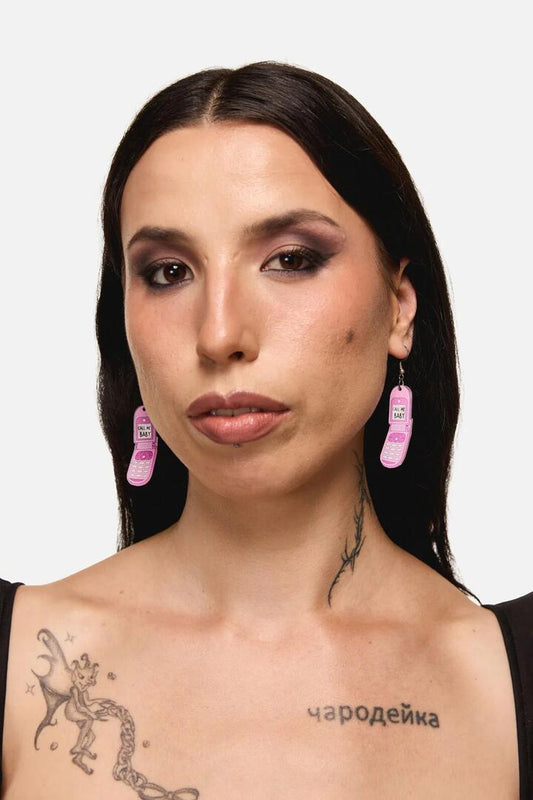 Image of Earrings. Productname: Call Me Baby Earrings in Pink colour by brand - Dangerfield