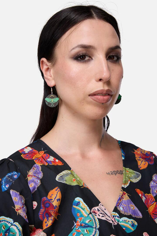 Image of Earrings. Productname: Night Moth Earrings in Black colour by brand - Black Friday