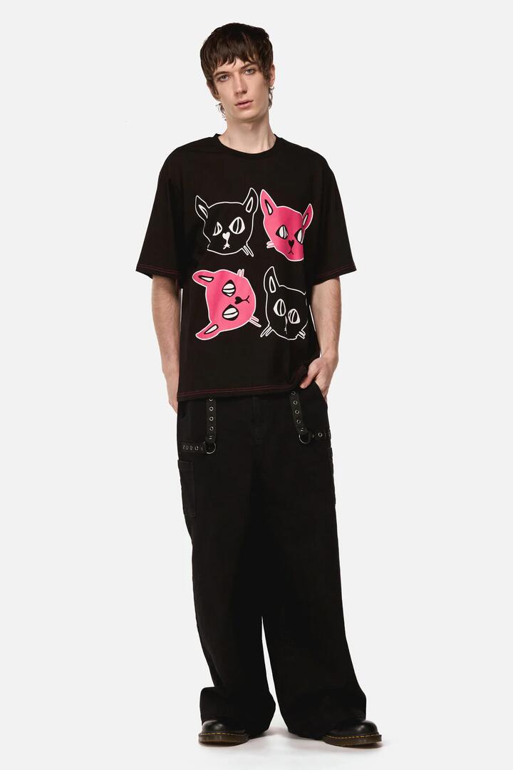 Image of T-Shirts. Productname: Atomic Cat Tee in Black colour by brand - Dangerfield