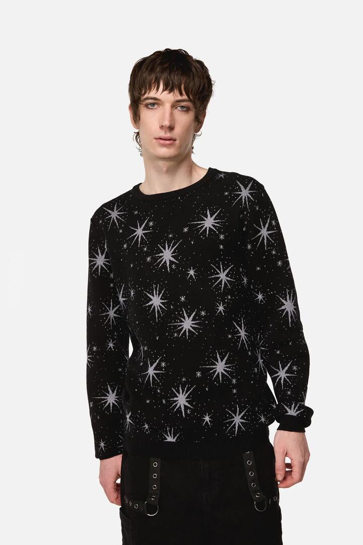 Image of a model wearing Outerwear. Productname: Odette Knit Jumper in Black colour by brand - Dangerfield
