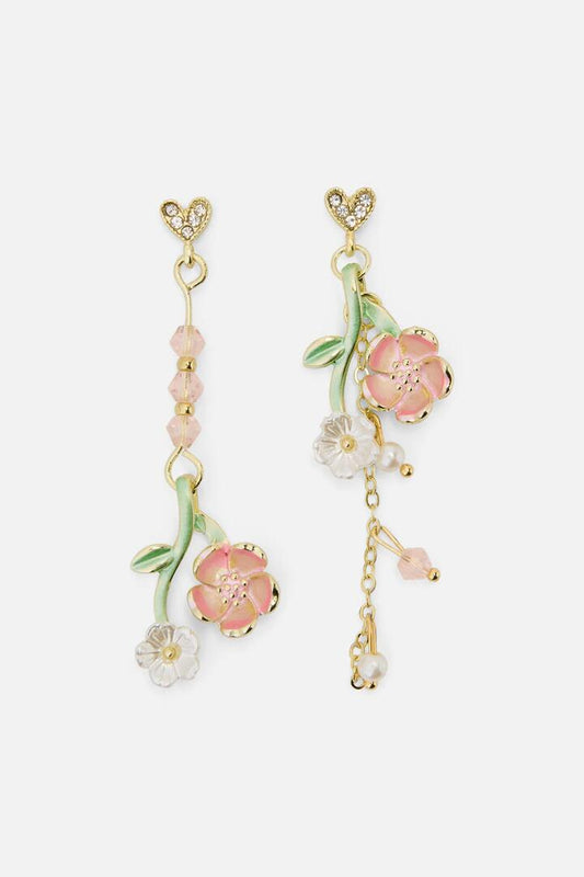 Image of Earrings. Productname: Heart & Blossom Earrings in Pink colour by brand - Princess Highway