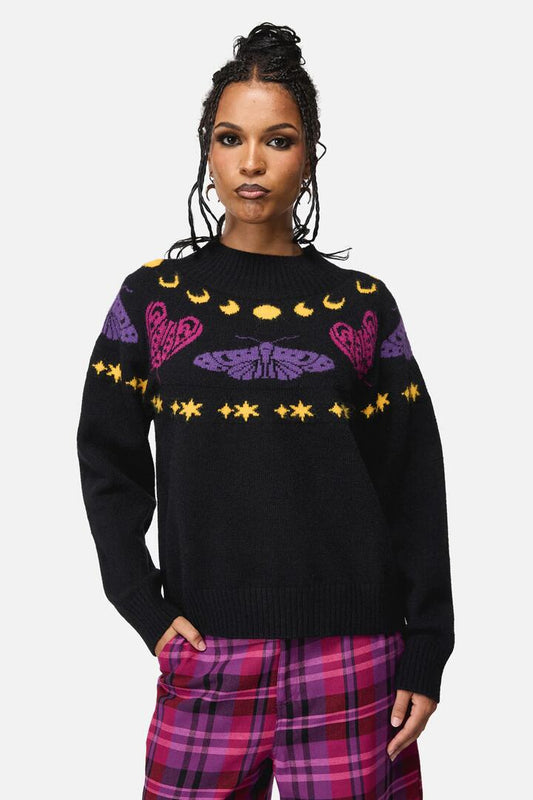 Image of a model wearing Tops. Productname: Into The Light Goth Knit in Black colour by brand - Black Friday