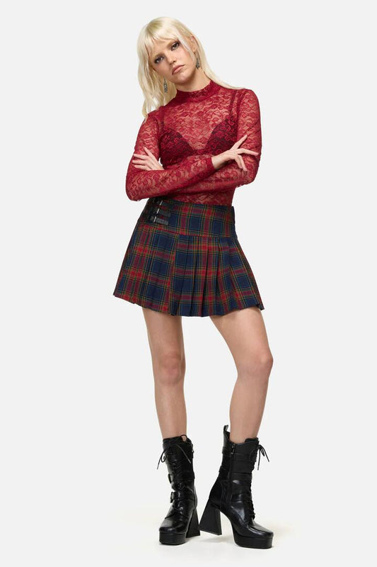 Image of a model wearing Skirts. Productname: Antler Goth Mini Skirt in Multi colour by brand - Dangerfield