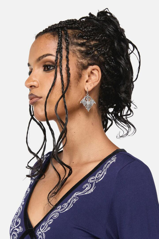 Image of Earrings. Productname: Bat Sleeper Earrings in Silver colour by brand - Black Friday