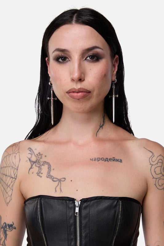 Image of Earrings. Productname: Exaggerated Sword Earrings in Silver colour by brand - Black Friday