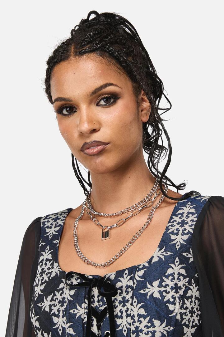 Image of Necklaces. Productname: Layered Punk Necklace in Silver colour by brand - Black Friday