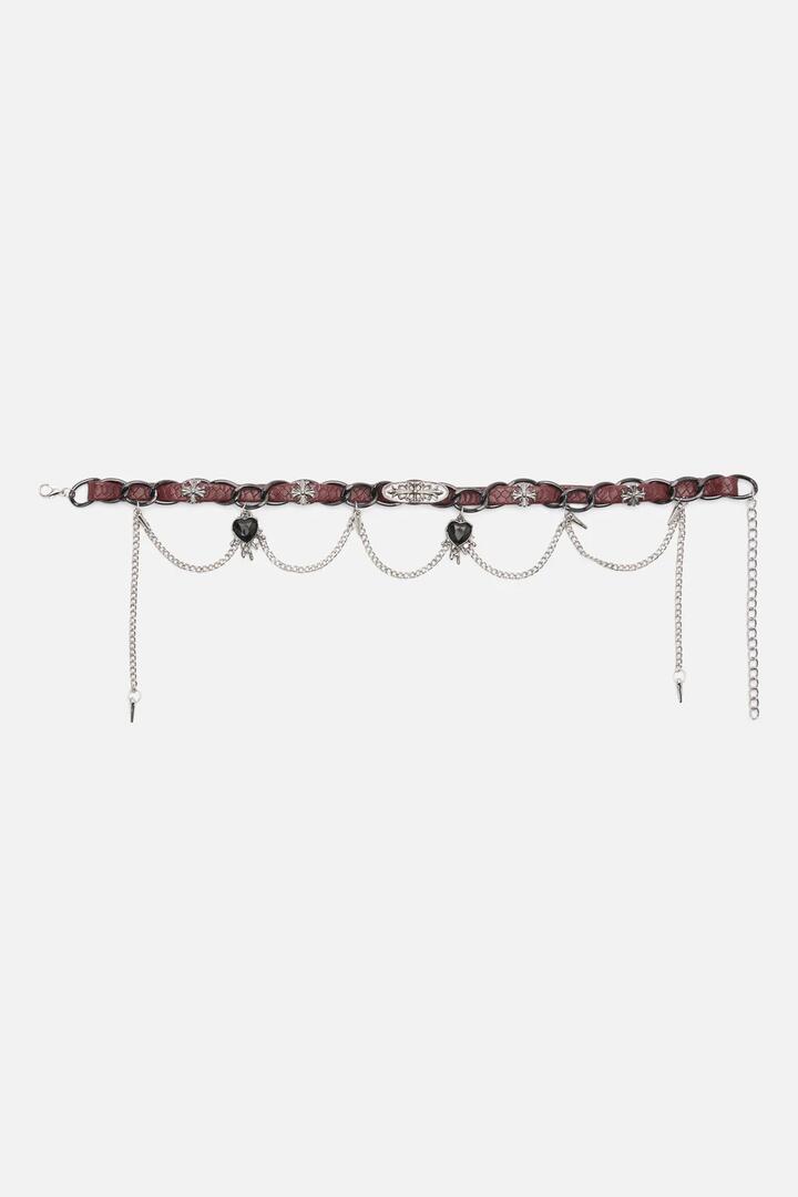Image of Charms. Productname: Charm Choker in Dark Red colour by brand - Dangerfield