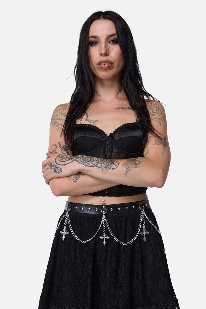Image of Jewelry. Productname: Chain & Crosses Belt in Black colour by brand - Dangerfield