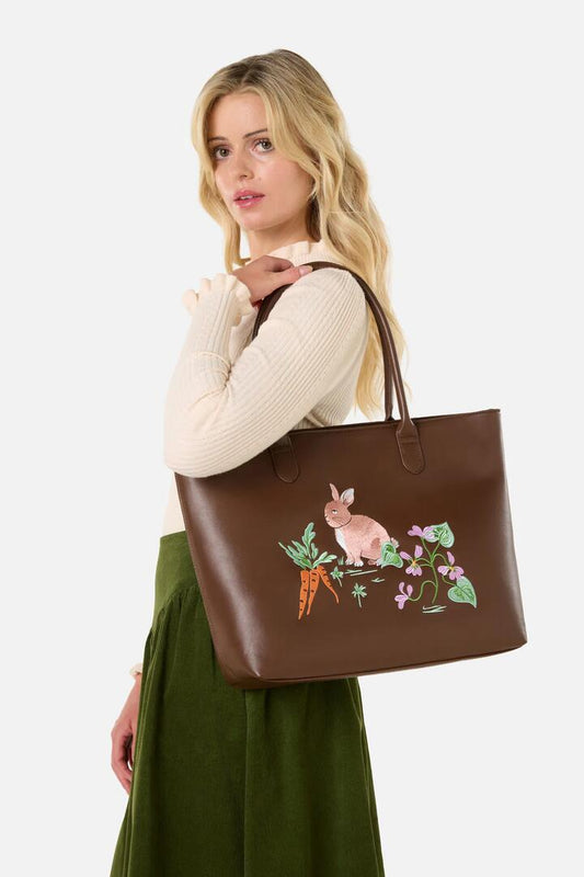 Image of Bags. Productname: Lola Rabbit Tote in Chocolate colour by brand - Princess Highway