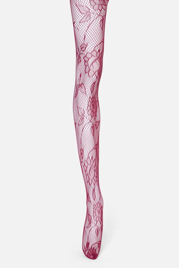 Image of Lingerie. Productname: Plum Flower Fishnet Tights in Plum colour by brand - Princess Highway